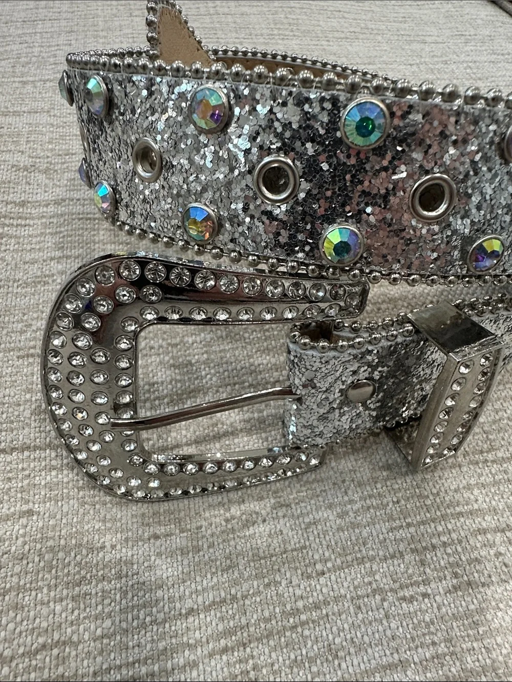 Silver Crystal-Embellished Women's Belt